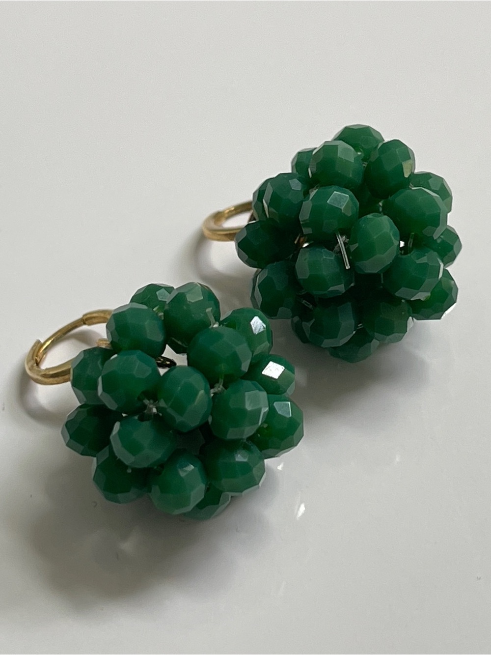 Green Bead Cluster Drop Earrings